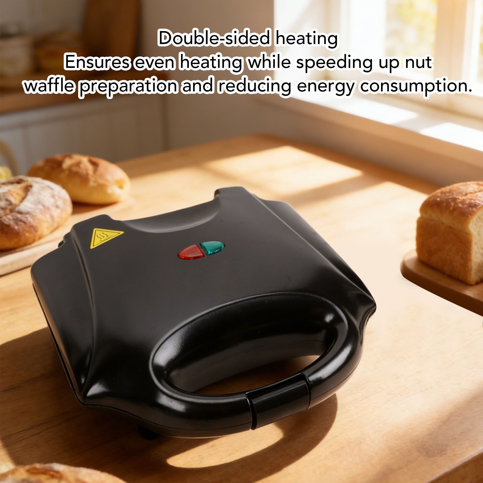 Mini Waffle Maker Machine - Walnut Maker 750W, pojemność 12 sztuk,